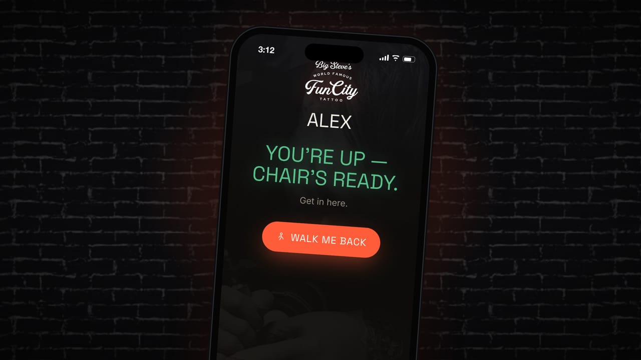 The walk-in ticket on a phone: You're up — chair's ready
